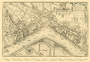 Westminsterin suunnitelma. Nordens Surveysta, otettu Queen Elizabeths Reignissa, 1593, 1881. tekijältä Unbekannt