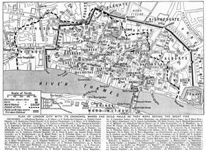 Lontoon Cityn suunnitelma kirkot, seurakunnat ja kiltasalit, 1926-1927 tekijältä Unbekannt