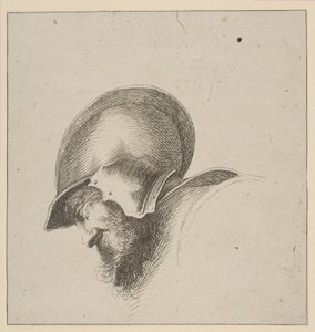 Levy 10: Sotilaan pää, Piirustuksen perusteet I principii del disegno, vuoden 1641 jälkeen. tekijältä Unbekannt