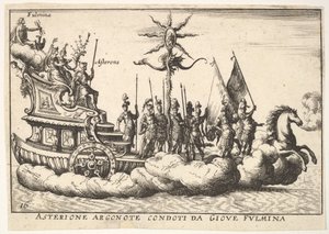 Levy 16: Argonaut Asterion, jota johtaa nuori salamahahmo Asterione argonote con..., 1664. tekijältä Unbekannt