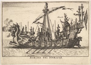 Levy 1: Hercules Barcha del Hercolen laiva, lohikäärmepäinen keula ja Hercules pl..., 1664. tekijältä Unbekannt