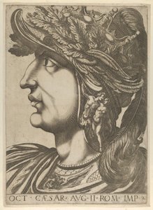 Levy 2: Octavianus profiilissa vasemmalla, teoksesta "Kaksitoista keisaria", 1610-40, 1610-40. tekijältä Unbekannt