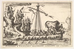 Levy 8: Polyphemus ja Palemonius johdolla Ceres Polifemo ja Palemonio Argonauti johti ..., 1664. tekijältä Unbekannt