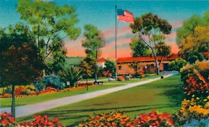 Plaza, jossa Kalifornian ensimmäinen Amerikan lippu nostettiin vuonna 1846. San Diego, California, c194 tekijältä Unbekannt