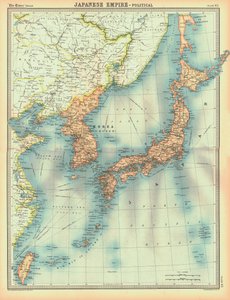 Japanin valtakunnan poliittinen kartta, 1900-luvun alku tekijältä Unbekannt