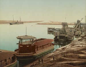 Port Said, Suezin kanavan sisäänkäynti, n. 1900 (värivalokromi) tekijältä Unbekannt