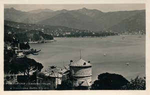 Portofino - Castello Brown ja Panorama of the Tigullion lahdelle, n. 1900. tekijältä Unbekannt