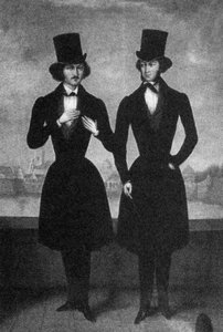 Aleksanteri Puškinin ja Nikolai Gogolin muotokuva, 1800-luvun ensimmäinen neljännes. tekijältä Unbekannt