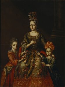 Muotokuva Anastasiya Yakovlevna Naryshkinasta lasten kanssa Alexandra Kirillovna ja Tatyana Kirillovna, 1700-luvun alku. tekijältä Unbekannt