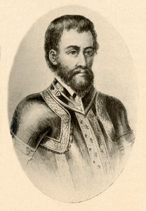 Hernando De Soton muotokuva, jossa näkyy espanjalainen haarniska 1500-luvulta, 1520-1540, 1937. tekijältä Unbekannt