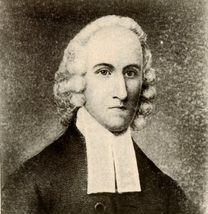 Jonathan Edwardsin muotokuva tavallisessa takissa ja presbyteeripastorin nauhoissa, n. 1750, 1937. tekijältä Unbekannt