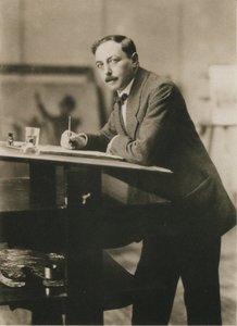 Thomas Theodor Heinen muotokuva 1867-1948 työhuoneessa, n. 1913. tekijältä Unbekannt