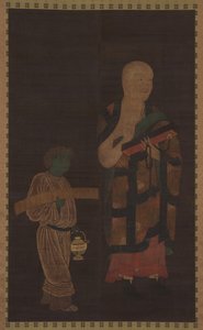 Xuanzang Genjon muotokuva avustajan kanssa, 1300-luku. tekijältä Unbekannt