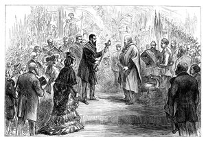 Miekan esitys Giuseppe Garibaldille Crystal Palacessa, 1864 1800-luvun loppu tekijältä Unbekannt