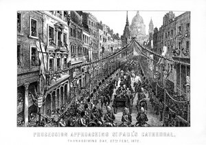 Kulkue lähestyy St Paulin katedraalia, kiitospäivä, 27. helmikuuta 1872, 1899 tekijältä Unbekannt