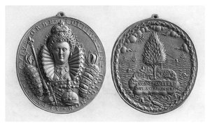 Kuningatar Elisabet I -mitali, 1500-luku, 1896 tekijältä Unbekannt