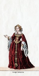Kuningatar Katharine, pukusuunnittelu Shakespearen näytelmään, Henry VIII, 1800-luku tekijältä Unbekannt
