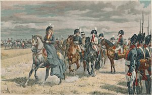 Kuningatar Louisa arvioi Preussin armeijaa, 1896 tekijältä Unbekannt
