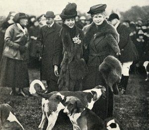 Queen Mary ja Queen Alexandra Länsi-Norfolk Huntin kokouksessa vuonna 1920, 1951. tekijältä Unbekannt