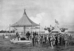 Kuningatar Victoria ampui ensimmäisen laukauksen Wimbledonissa, heinäkuussa 1860, vuonna 1920 tekijältä Unbekannt