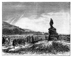 Kuningatar Victoria paljastaa prinssi Albertin patsaan Balmoralissa Skotlannissa 1860-luvulla tekijältä Unbekannt