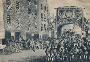 Kuningatar Victorian sisäänkäynti kaupunkiin matkalla kiltasaliin, 9. marraskuuta 1837, 1948. tekijältä Unbekannt