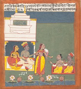 Ragini Des Variri: Sivu hajallaan olevasta Ragamala-sarjasta Musiikkimuotojen seppele, n. 1680. tekijältä Unbekannt