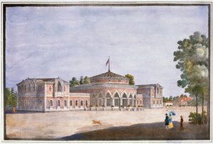 Rautatieasema ja ranskalainen ravintola Catharinhofissa, Pietarissa, Venäjällä, 1800-luku tekijältä Unbekannt