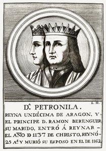 Raimond Berenger IV Barcelonasta ja Petronilla Queen of Aragon, kaiverrus. tekijältä Unbekannt