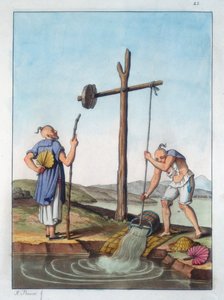 Veden nostaminen shadufin avulla, Kiina, 1825-1835 tekijältä Unbekannt