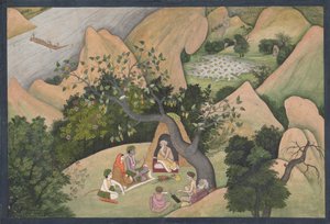Rama, Sita ja Lakshmana Bharadvajan Eremitaašissa: Kuvitettu folio..., n. 1780. tekijältä Unbekannt