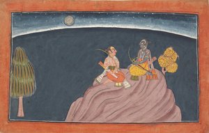 Rama ja Lakshmana Pavarasana-vuorella: Folio Shangri Ramayana -sarjasta..., c1690-1710. tekijältä Unbekannt