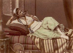 [Reclining Woman Smoking], 1870-90. tekijältä Unbekannt