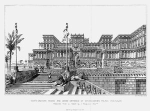 Sennaheribsin palatsin Kouyunjikin koillisjulkisivun jälleenrakennus, Assyria, 1853 tekijältä Unbekannt