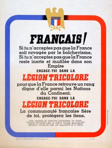 Rekrytointijuliste Vichy French Légion Tricoloreen, 1942 tekijältä Unbekannt