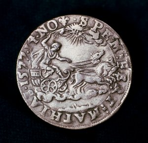 Kääntöpuoli vuoden 1577 kirkkaan komeetan muistoksi tekijältä Unbekannt