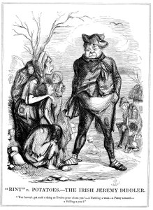 Rint v Potatoes - Irlantilainen Jeremy Diddler, 1845 tekijältä Unbekannt