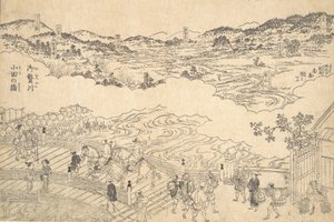 Omue-joki ja Odan silta, 1700. tekijältä Unbekannt