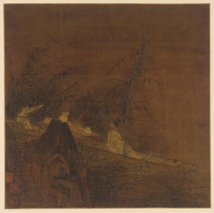 Jokikohtaus: vene luonnonvaraisen bambun keskellä, Ming-dynastia, 1368-1644. tekijältä Unbekannt