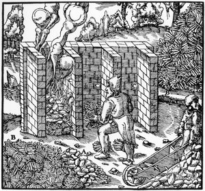 Kuparimalmin paahtaminen uunissa C, 1556 tekijältä Unbekannt