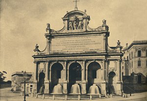 Roma - Paavali V:n akvaduktin suihkulähde, pystytetty Fontanan suunnitelmista vuonna 1612, 1910 tekijältä Unbekannt