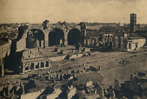 Roma - Forum Romanum - Maxentiuksen basilika ja S. Francesca Romanan kirkko, 1910 tekijältä Unbekannt