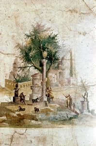 Roomalainen seinämaalaus myyttisestä maisemasta, Villa of Agrippa Postumus, lähellä Pompeja, Italia tekijältä Unbekannt