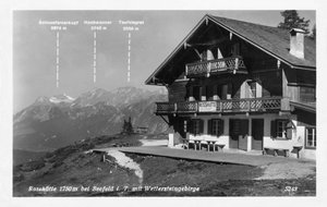 Rosshutte ja Wettersteingebirge-vuoret, lähellä Seefeldia Itävallassa, 1900-luku tekijältä Unbekannt