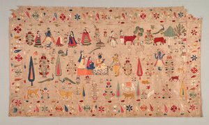 Rumal koristeltu kohtauksilla Krishnas Life, 1700. tekijältä Unbekannt