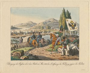 Venäjän armeija ylittää Pruth-joen Moldaviaan toukokuussa 1828 1829 tekijältä Unbekannt