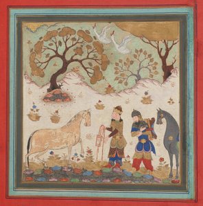 Rustam vangitsee Rakhshin folion Shahnama Kings -kirjasta, 1400-luvun puoliväli. tekijältä Unbekannt