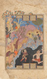 Rustam Slays the White Div, Folio Shahnama Book of Kingsistä, 1560-80. tekijältä Unbekannt