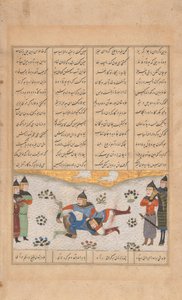 Rustam painii Puladvandin kanssa, Folio Shahnamasta, 1400-luku. tekijältä Unbekannt