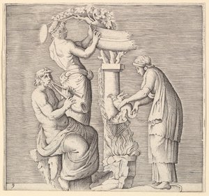 Sacrifice of a Swan, julkaistu n. 1599-1622. tekijältä Unbekannt